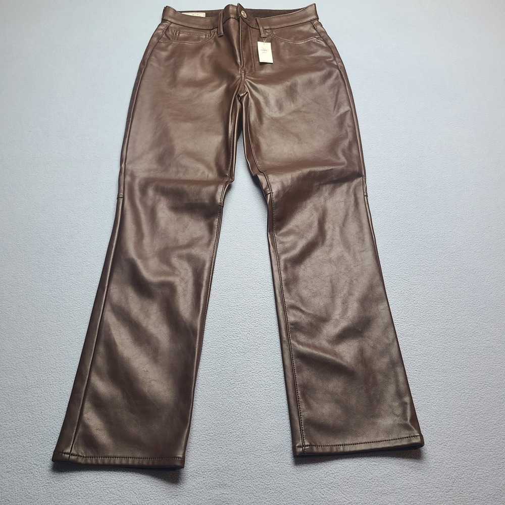 Gap Faux Leather Pants Womens 28/6R Brown NEW Vintage Slim High Rise